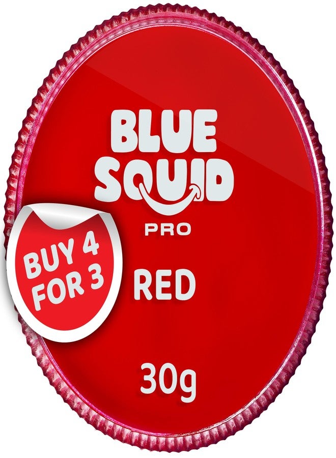 Blue Squid PRO Face Paint - Professional Water Based Single Cake Facepaint & Body Paints - SFX Makeup, Kids Adults Face Painting for Costume, Halloween, Cosplay - Classic Red 30g / 1oz - Image 1