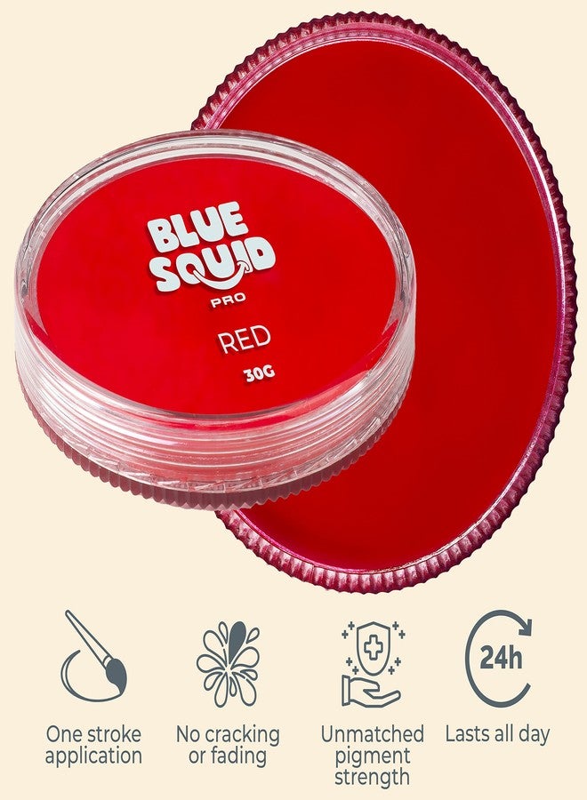 Blue Squid PRO Face Paint - Professional Water Based Single Cake Facepaint & Body Paints - SFX Makeup, Kids Adults Face Painting for Costume, Halloween, Cosplay - Classic Red 30g / 1oz - Image 3