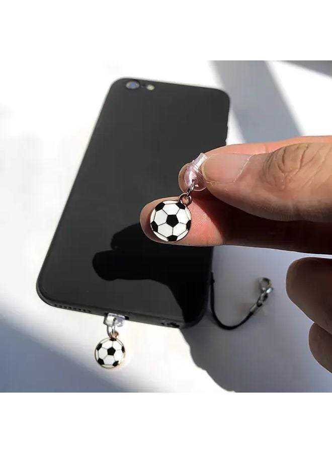 غطاء شحن الهاتف Mini Soccer Badge لفتحة شحن الهواتف من iPhone 6 إلى 14 Pro Max مع مشبك جراد البحر والحبل - Image 4