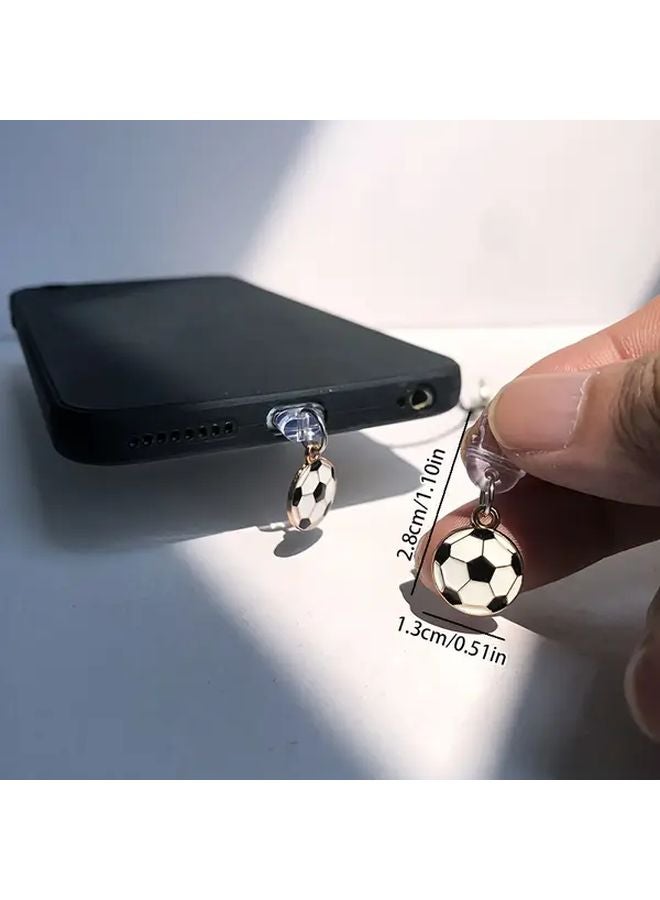 غطاء شحن الهاتف Mini Soccer Badge لفتحة شحن الهواتف من iPhone 6 إلى 14 Pro Max مع مشبك جراد البحر والحبل - Image 2