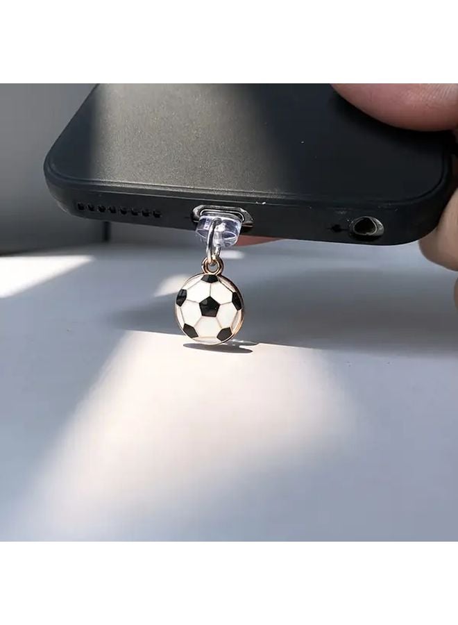 غطاء شحن الهاتف Mini Soccer Badge لفتحة شحن الهواتف من iPhone 6 إلى 14 Pro Max مع مشبك جراد البحر والحبل - Image 5