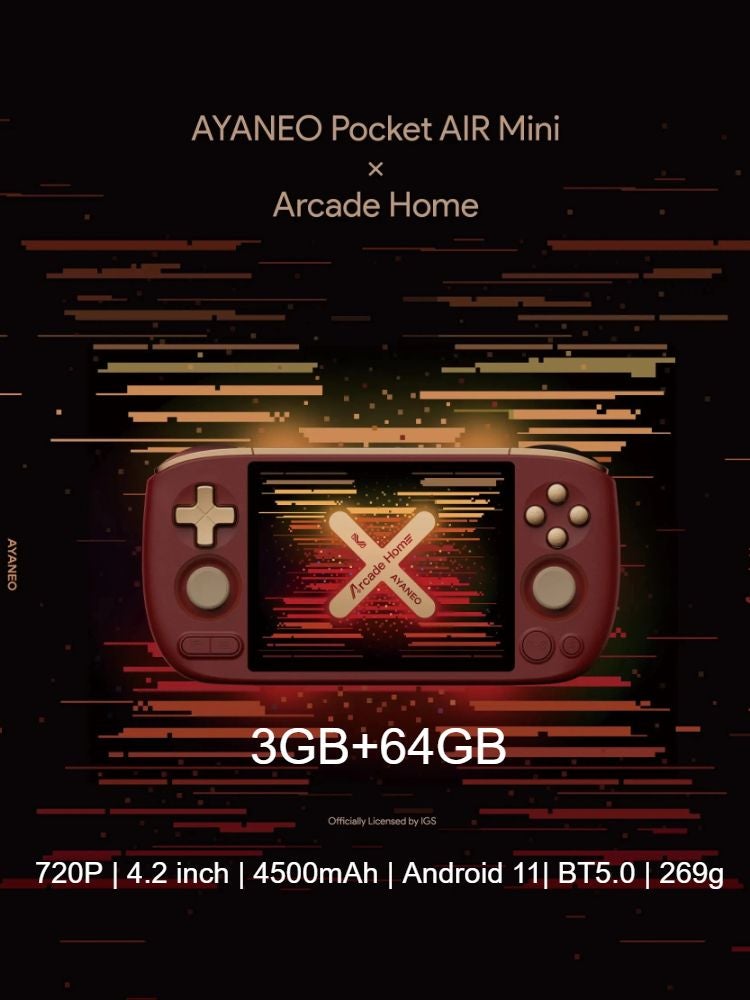 Ayaneo Pocket AIR Mini x Arcade Home Portable Android Game Console, 4.2 Inch Screen, Hall Joystick, 3+64gb, Red - Image 1