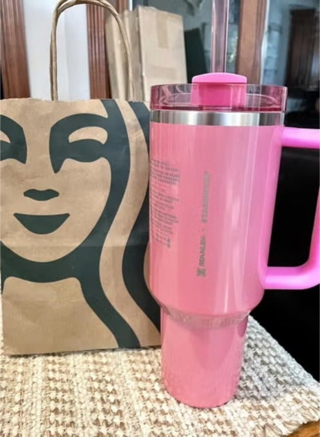 Stanley Quencher H2.0 FlowState Stainless Steel Vacuum Insulated Tumbler with Lid and Straw for Water, Iced Tea or Coffee, Smoothie and More, Starbucks Pink, 40 oz - Image 2