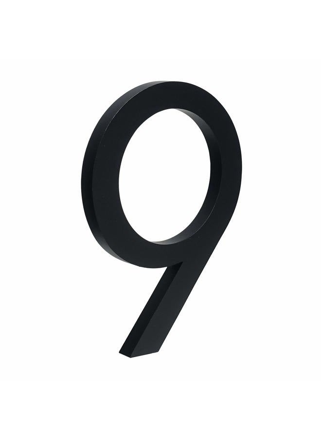 HASWARE Floating House Number 4 inch Stylish Door Numbers Alphabet Plaque Street Home Address Numerals (Small 9, Black) - Image 1