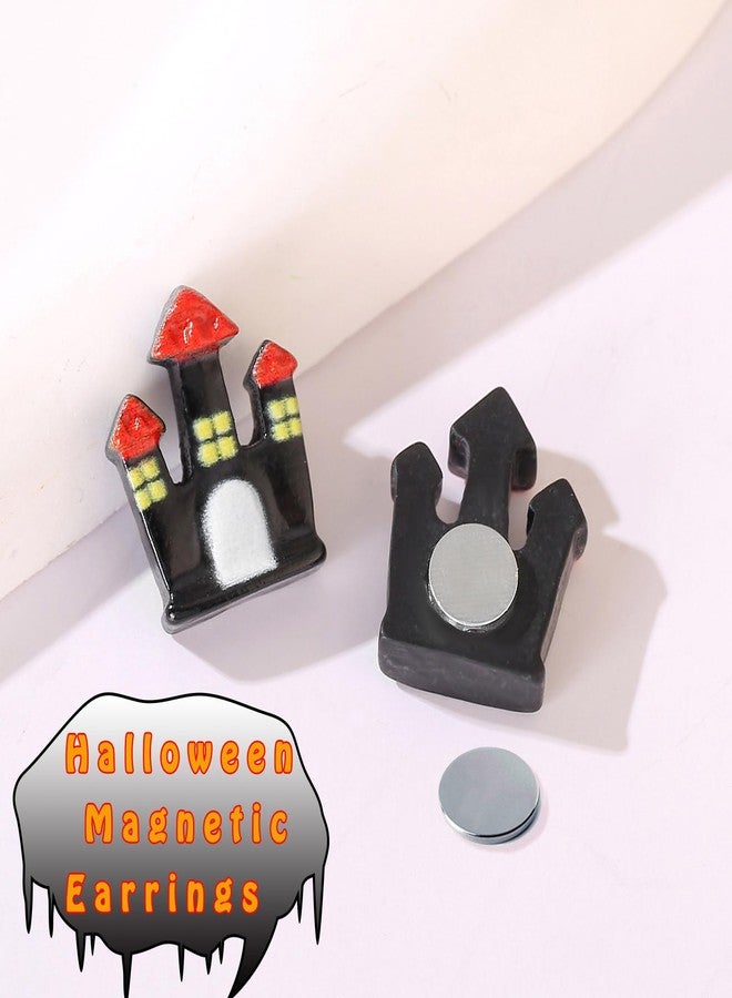 Spiritlele 12 Pairs Halloween Magnetic Earrings Set Resin Clip on Non Piercing Fake Earrings for Unisex Party - Image 5