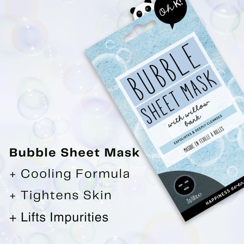 Oh K! Bubble Sheet Mask - Willow Bark - Korean Face Mask Sheet - Facial Skin Care Products - Clean Korean Skincare - Hydrating Face Sheets - 1 Pc - Image 3