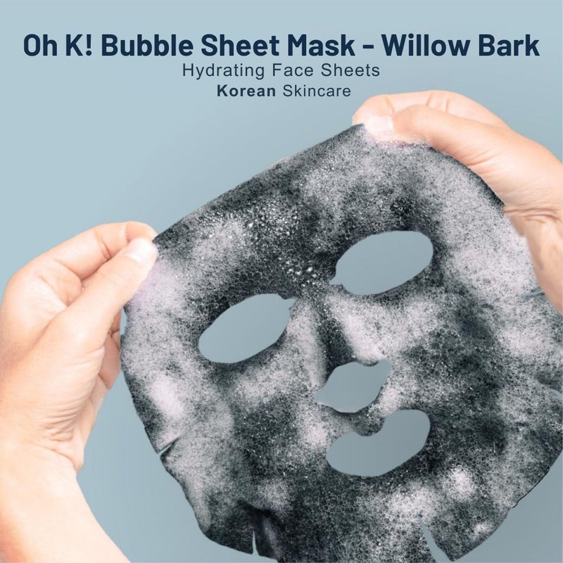Oh K! Bubble Sheet Mask - Willow Bark - Korean Face Mask Sheet - Facial Skin Care Products - Clean Korean Skincare - Hydrating Face Sheets - 1 Pc - Image 5