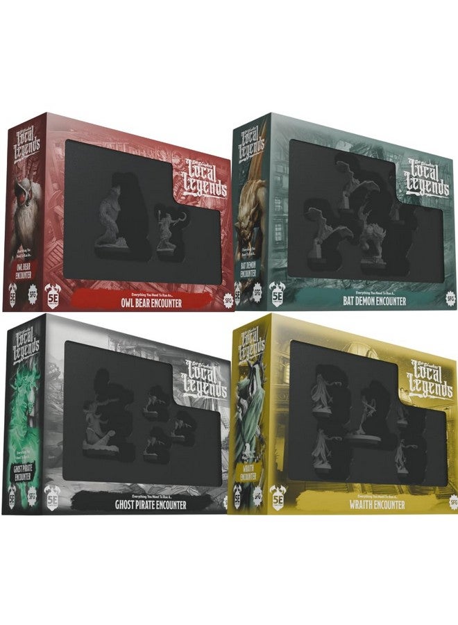 Steamforged Games Epic Encounters Local Legends RPG Bundle: Owlbear, Bat Demon Diaemus, Ghost Pirate, and Wraith (4 Items) - Image 1