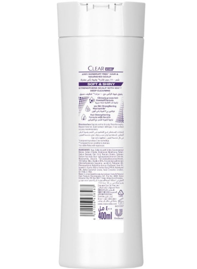CLEAR 2in1 Shampoo & conditioner for women, anti dandruff shampoo, Soft & Shiny, for 3x** softer & shinier hair, 400ml (Pack of 2) - Image 3