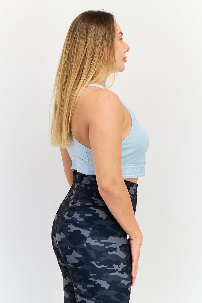 PUMA Women Padded Brand Logo Training Sport Bra, Light  Blue - Image 3