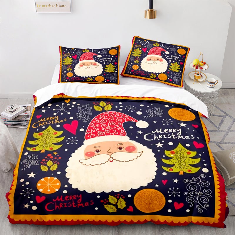 Zhichao 3D Three-Piece Set Size Christmas Quilt Cover Christmas Bedding Home Textile - Image 1