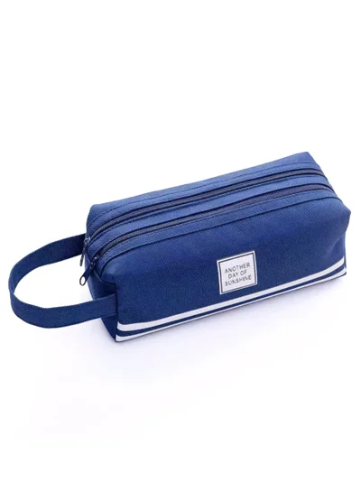 flâneur Flaneur Navy Blue Zipper Pencil Case with Handle - Extra Durable and Spacious Organizer for School Supplies, Perfect for Students and Office. Sleek Design with Storage for Pencils, Pens, Accessories