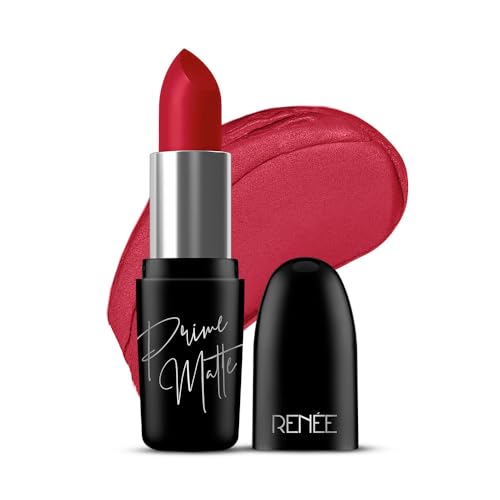 RENEE Prime Matte Lipstick Rustic Red Lightweight LongLasting Formula Creamy Matte Finish One Swipe Application NonDrying Vitamin E Infused 45Gm - Image 1