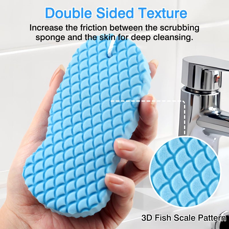 Brvlsoc 4-Pack Exfoliating Bath Sponges â€“ Super Soft Shower Sponge Set for Adults & Kids, Gentle Dead Skin Remover, Assorted Colors (Pink, Blue, White, Gray) - Image 3