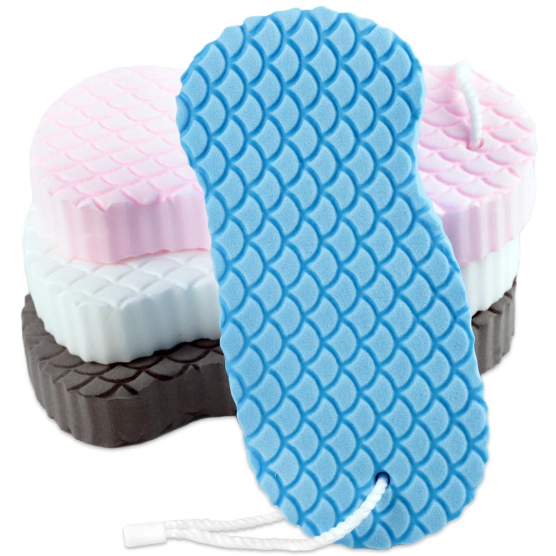 Brvlsoc 4-Pack Exfoliating Bath Sponges â€“ Super Soft Shower Sponge Set for Adults & Kids, Gentle Dead Skin Remover, Assorted Colors (Pink, Blue, White, Gray) - Image 1