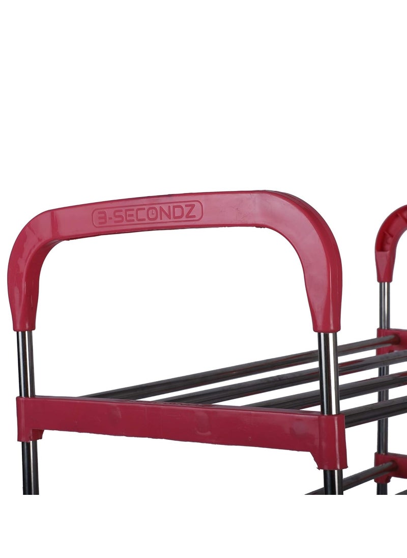 Three Secondz Three Secondz Stainless Steel Shoe Rack Shoe Stand Storage Organizer Shoe Cabinet Durable Portable 5 Layer Pink  - Image 5