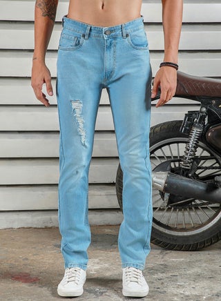 Men's Indigo 100% Cotton Bleached Full Length Tapered Fit Jeans - pzsku/Z62D8B75FEE665498D1B1Z/45/_/1721370318/518090d1-721b-4b83-b445-788e878aac20
