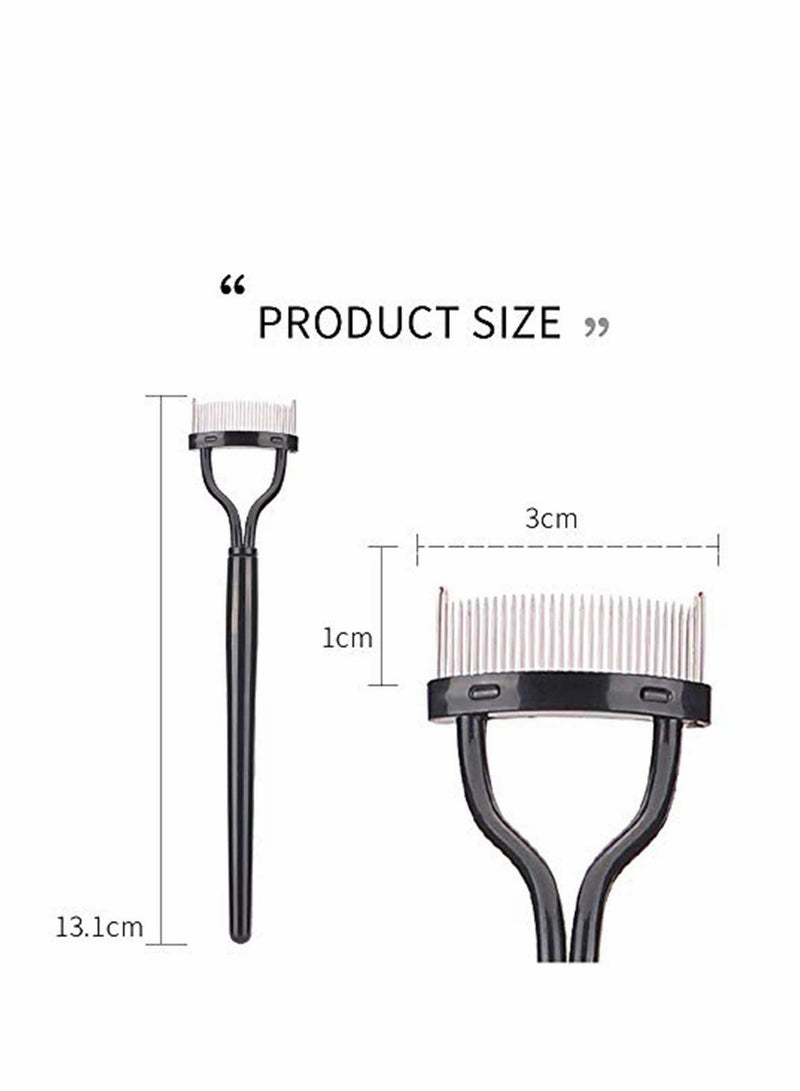 SYOSI Eyelash Comb Curler Eyebrow Brush Eyelash Separator Mascara Applicator Eyelash Definer With Comb Cover Arc Designed Cosmetic Brushes Tool Black  - Image 3