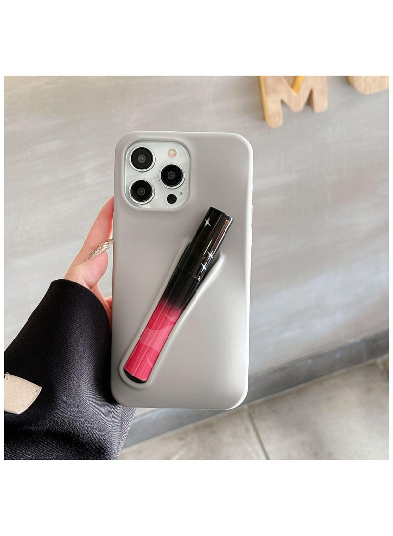 rhode Lip Gloss Phone Case with Lip Tint, For iPhone Case Liquid Silicone Camera Protection Lipstick Lip Glaze Phone Case for iPhone 14 Pro Max (Grey) - Image 2