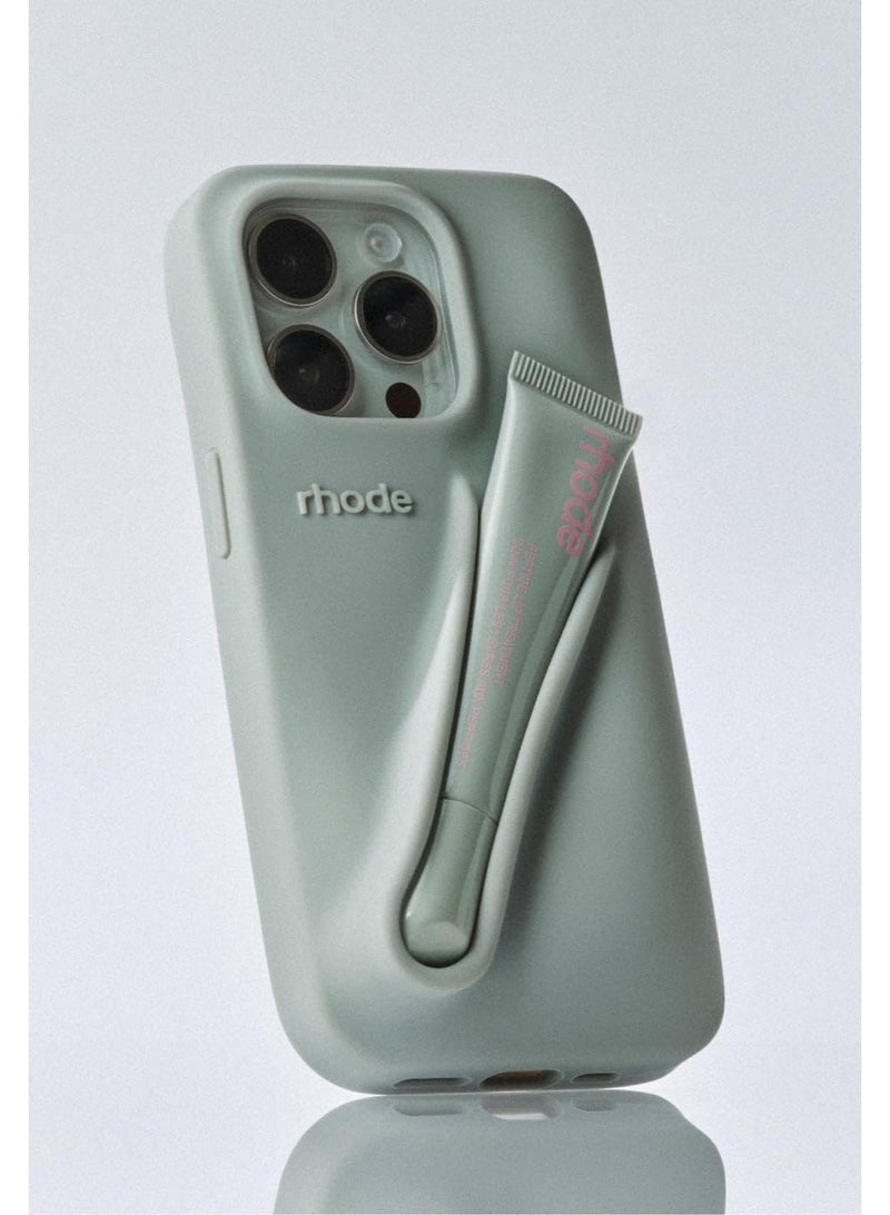 rhode Lip Gloss Phone Case with Lip Tint, For iPhone Case Liquid Silicone Camera Protection Lipstick Lip Glaze Phone Case for iPhone 14 Pro Max (Grey) - Image 1