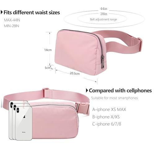 MEISEE Fanny Belt Bag Waist Pack Crossbody Bags Bum Bag for Running Hiking Travel Workout Adjustable Strap for Women -pink - Image 4