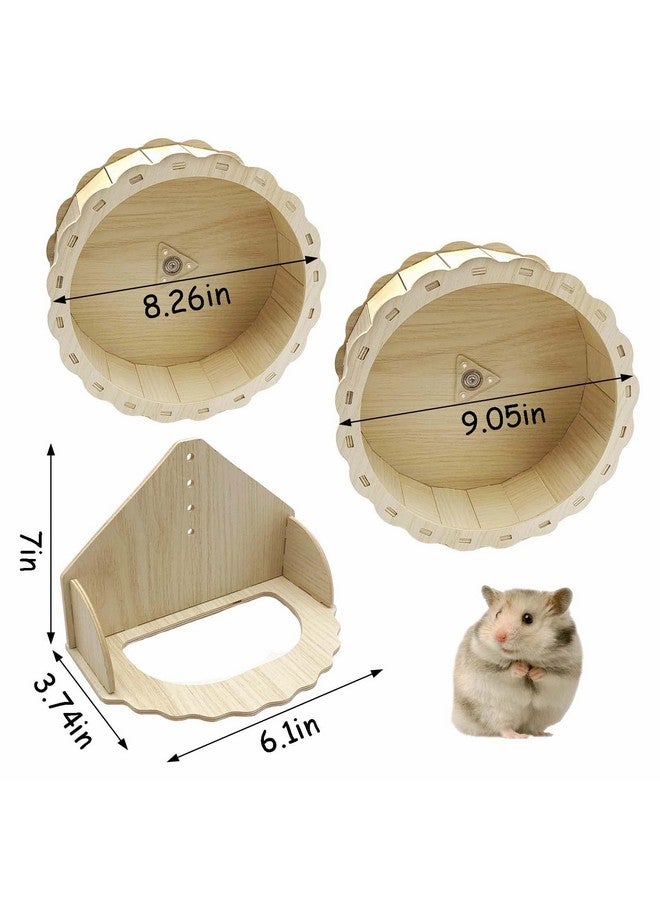 هامليدي عجلة هامستر خشبية من هاميليدي، عجلة تمرين للحيوانات الأليفة الصغيرة، عجلة جري صامتة للجربوع والفئران وخنازير غينيا والهامستر السوري القزم (8.26 بوصة) - Image 2