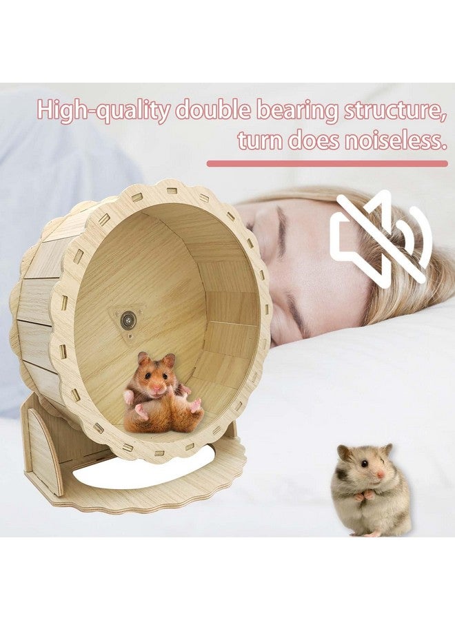 هامليدي عجلة هامستر خشبية من هاميليدي، عجلة تمرين للحيوانات الأليفة الصغيرة، عجلة جري صامتة للجربوع والفئران وخنازير غينيا والهامستر السوري القزم (8.26 بوصة) - Image 5
