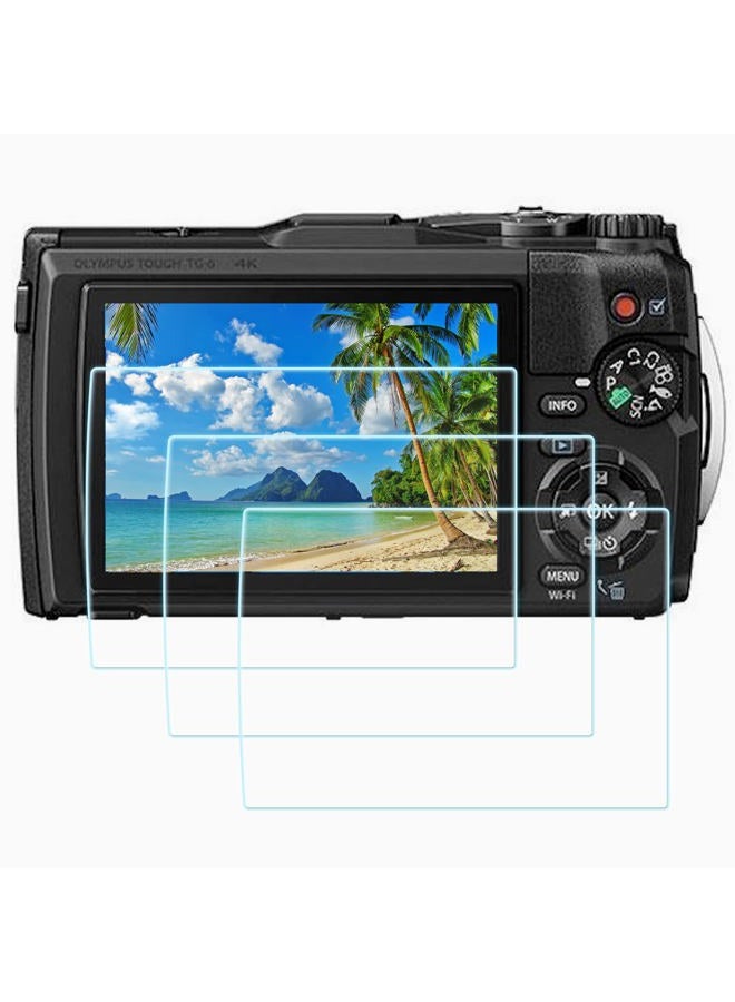 PCTC TG-6 Screen Protector Compatible with Olympus TG-6 TG-5 TG-4 Red Underwater Camera, 0.3mm 9H Hardness TG6 TG5 TG4 Tempered Glass Screen Cover (3 Packs) Easy to Install - Image 1