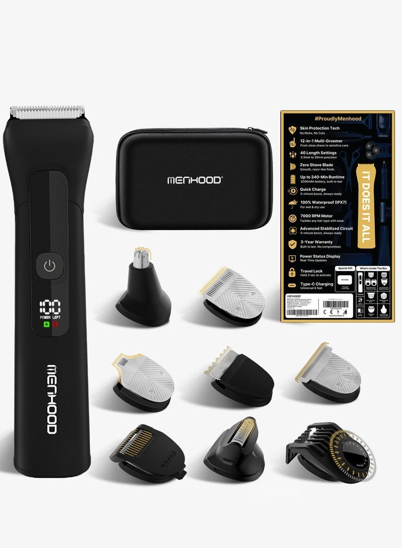 MENHOOD 12 in 1 True Multi Groomer for Men | Proprietary Skin Protection Technology All-in-One Trimmer | Waterproof IPX7 - Image 1