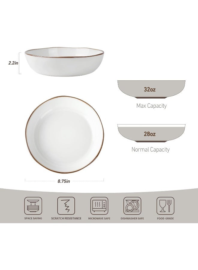 Famiware Aurora 4 Piece Reactive Glaze Pasta Bowls Set in 8.7 inches, 34oz Serving Bowl for Pasta, Salad, Noodles, Scratch Resistant, Microwave & Dishwasher Safe, Pearl White  - Image 2