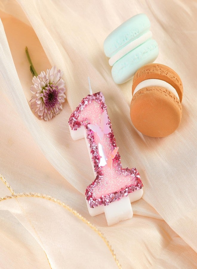 PHD CAKE Number 1 Pink Butterfly Birthday Candles, Butterfly Themed Number Candles, Cake Number Candles, Party Celebration - Image 2