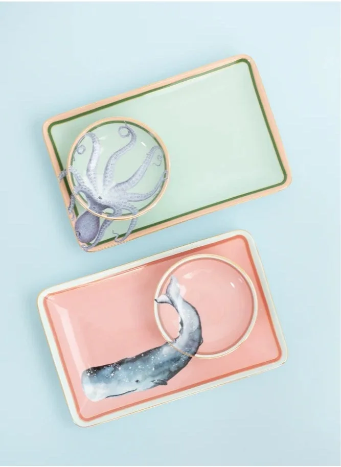 YVONNE ELLEN Sushi Plates Dip Bowls And Chopsticks (Set of 2)