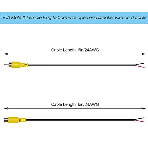 KSOPUERT 4Packs Speaker Wire RCA/AV Audio Both Male & Female Plug Jack Connector Adapter to Bare 24AWG 6inch Wire Open End Pigtail Audio Video Lotus Plug Repair Cable - Image 4