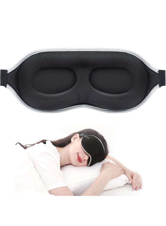 MZOO Luxury Sleep Mask for Back and Side Sleeper, Completely Block Out Light Sleeping Eye Mask for Women Men, Zero Eye Pressure 3D Contoured Night Blindfold, Breathable & Soft Eye Shade Cover Black - Image 1