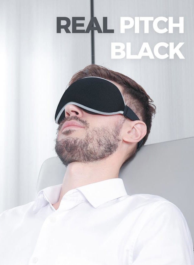 MZOO Luxury Sleep Mask for Back and Side Sleeper, Completely Block Out Light Sleeping Eye Mask for Women Men, Zero Eye Pressure 3D Contoured Night Blindfold, Breathable & Soft Eye Shade Cover Black - Image 3
