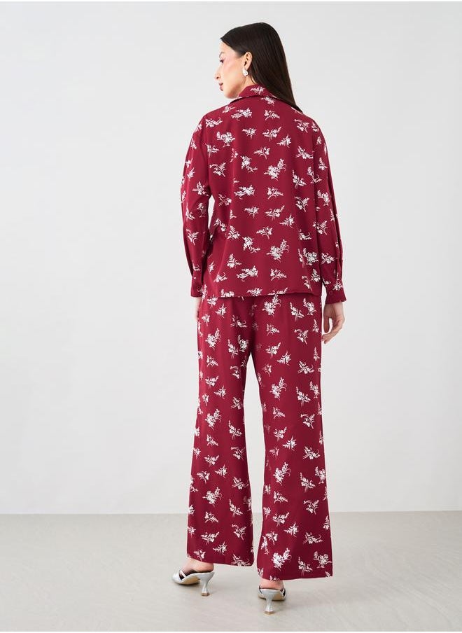 Take Two Take Two Floral Printed Long Sleeve Shirt and Pants Co-Ords  - Image 5
