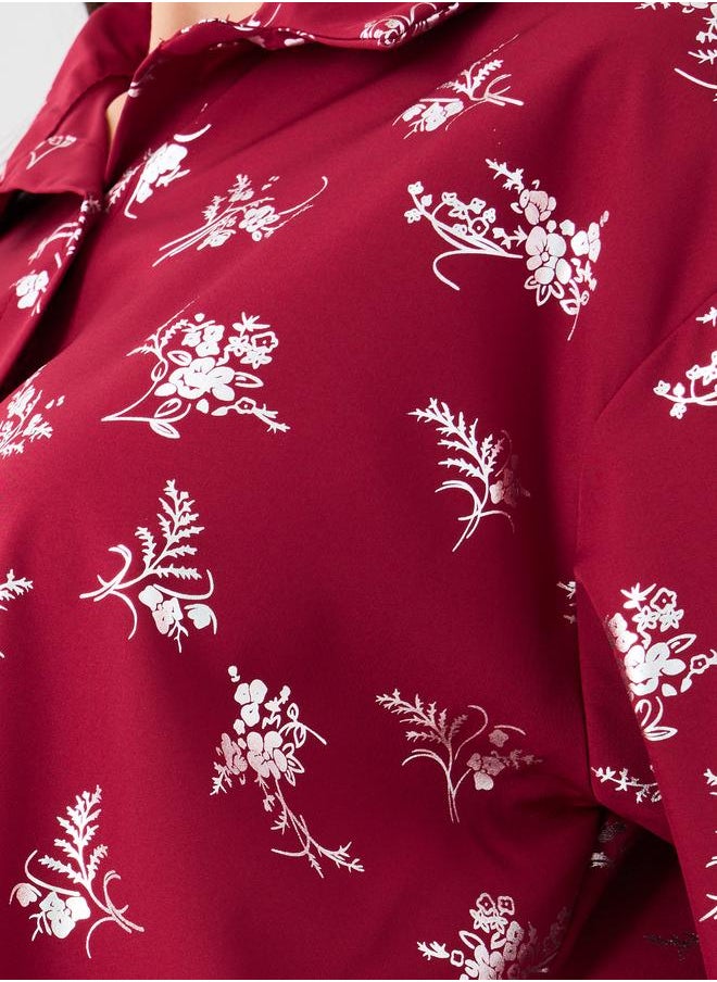 Take Two Take Two Floral Printed Long Sleeve Shirt and Pants Co-Ords  - Image 3