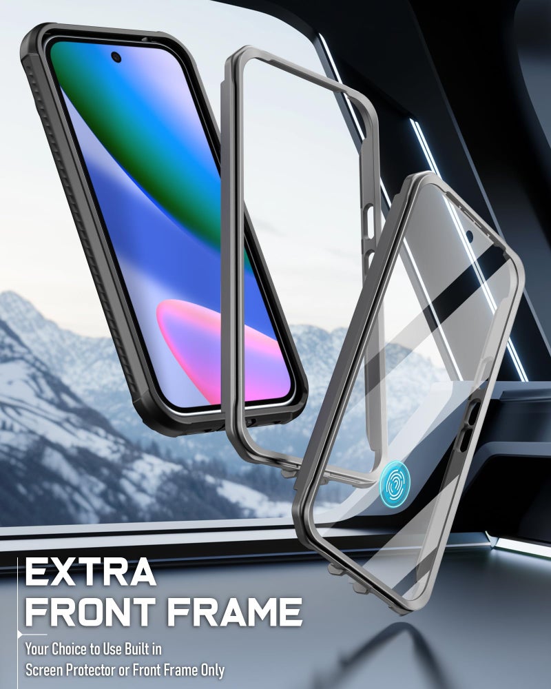 Poetic Guardian MagPro Case for Google Pixel 10/10 Pro 5G, [Compatible with MagSafe & Fingerprint ID], [2 Front Frame] Full-Body Shockproof Clear Cover with Built-in Screen Protector, Black/Clear - Image 4
