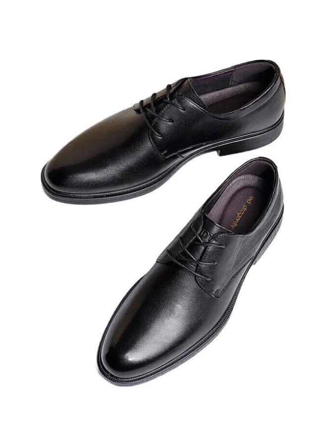 Red Dragonfly Spring And Summer Men'S Genuine Leather Business Formal Shoes Comfortable Round Toe Low Heel Office Derby Shoes Wta13124 Black Size 42 - Image 3