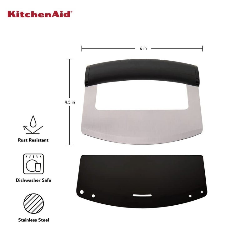 KitchenAid Mezzaluna Knife with Stainless Steel Curved Blade with Ergonomic Handle, 6 Inch, Black - Image 4