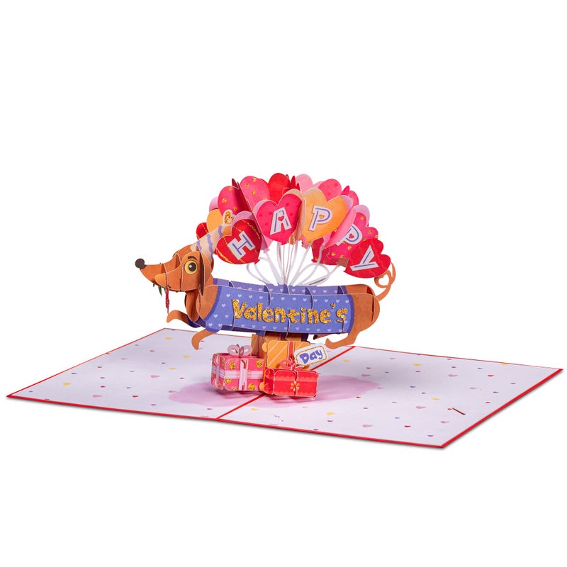 Paper Love Happy Valentine's Day Card, 3D Dog Pop Up Valentine Cards - 5" x 7" Cover - Includes Envelope and Removable Note Card - Image 3