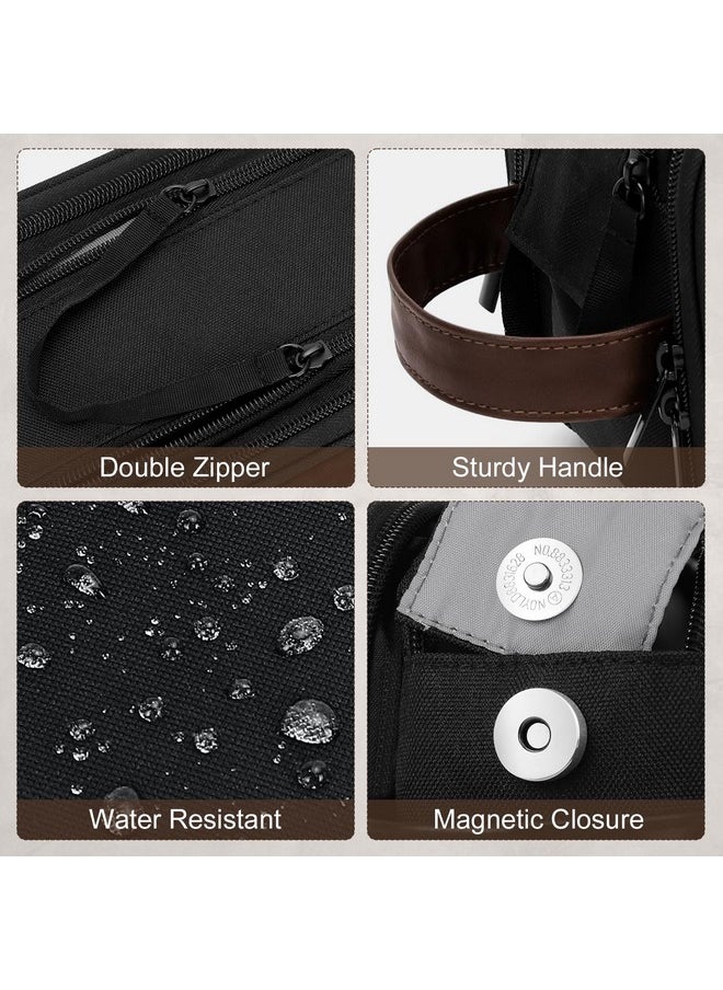 Wedama Wedama Toiletry Bag for Men, Medium Hanging Travel Toiletry Bag, Extra Electronic Organizer Bag Waterproof Travel Bag for Toiletries with PU Handle for Travel Business Trips Swim Camping, Black&Brown  - Image 3