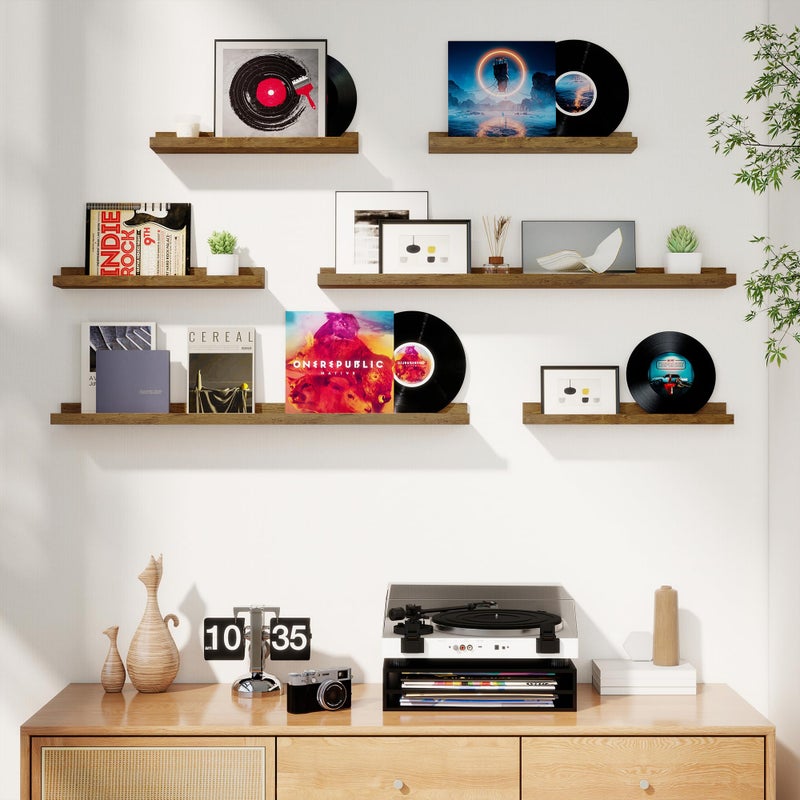 Axeman Picture Ledge Shelf, Floating Shelves for Wall Decor Set of 6, 24 inch Floating Wall Mounted Shelves, Shelves with Lip for Living Room, Bedroom, Nursery, Bathroom, Kitchen, Rustic Brown - Image 2