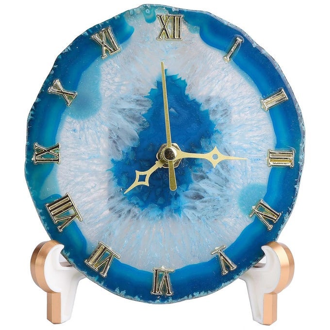 AGATE CLOCK CRYSTAL DESK SHELF CLOCKS HOME DECOR BLUE