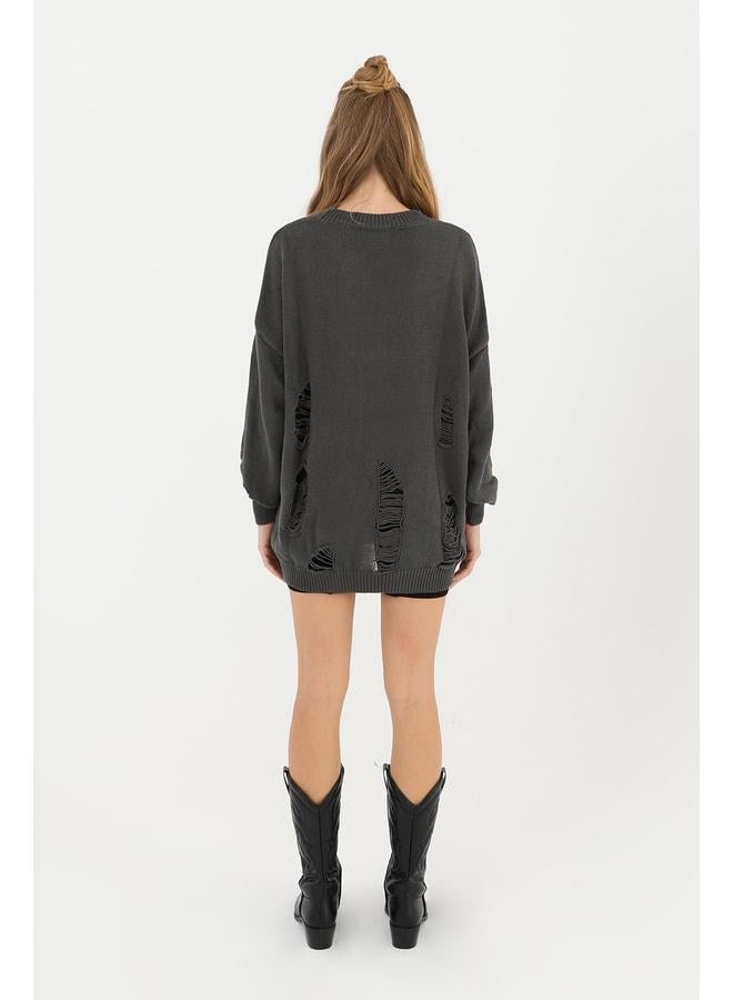 Soul Women's Torn Knit Tunic - 32034TUN - ANTHRACITE - Image 3