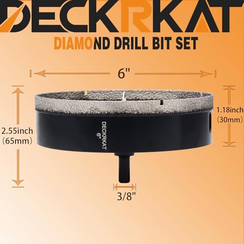 DECKRKAT 6 inch Diamond Hole-Saw Bits with Pilot Drill Bit -6" Diamond Tipped Tile Hole Saws with Guiding Bit Accurate Drilling for Porcelain Tile Ceramic Pottery Granite Stone Glass Bottles 152mm. - Image 2