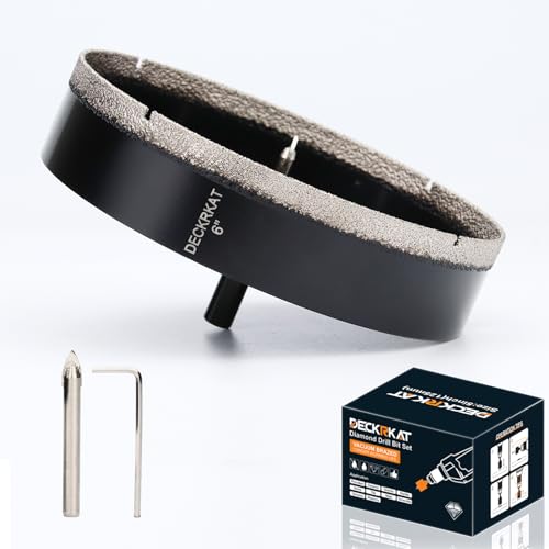 DECKRKAT 6 inch Diamond Hole-Saw Bits with Pilot Drill Bit -6" Diamond Tipped Tile Hole Saws with Guiding Bit Accurate Drilling for Porcelain Tile Ceramic Pottery Granite Stone Glass Bottles 152mm. - Image 1