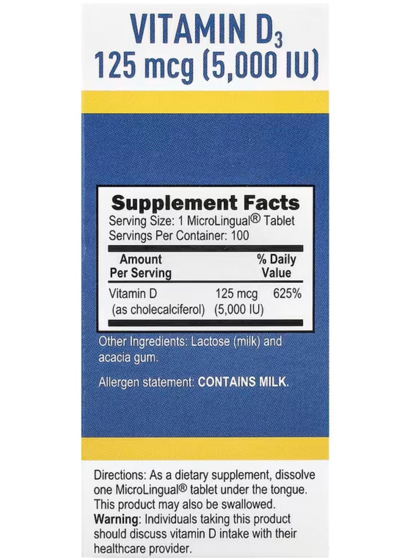سوبيريور سورس‏, فيتامين د 3 ، قوة مضاعفة ، 125 مكجم (5،000 وحدة دولية) ، 100 قرص MicroLingual® سريع الذوبان - Image 3