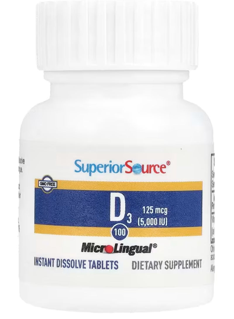 سوبيريور سورس‏, فيتامين د 3 ، قوة مضاعفة ، 125 مكجم (5،000 وحدة دولية) ، 100 قرص MicroLingual® سريع الذوبان - Image 2