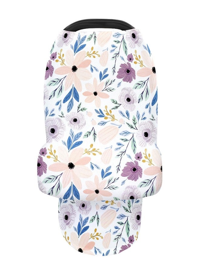 Vollmic Car Seat Cover Nursing Breastfeeding Cover for Privacy Floral Print Carseat Canopy for Girls (Purple) - Image 1